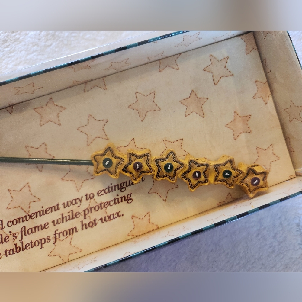 Debbie Mumm Button Santa Claus Candle Snuffer Stars Handle Christmas Vintage NIB - Picture 4 of 9